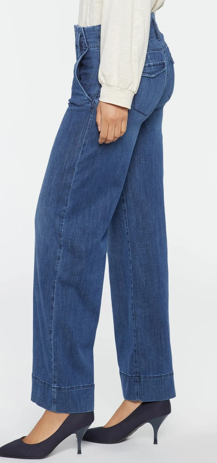 High Rise Mona Wide Leg Trouser Blauw Premium Denim | Reminiscent