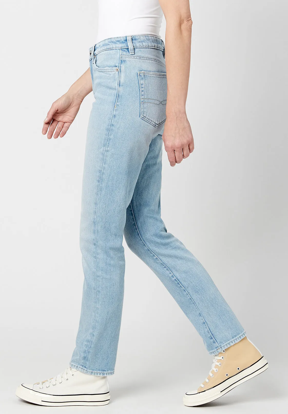 High Rise Straight Jayden Women's Jeans in Light & Soft Blue - BL15837