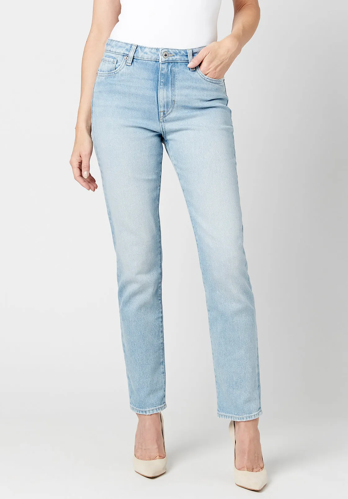 High Rise Straight Jayden Women's Jeans in Light & Soft Blue - BL15837