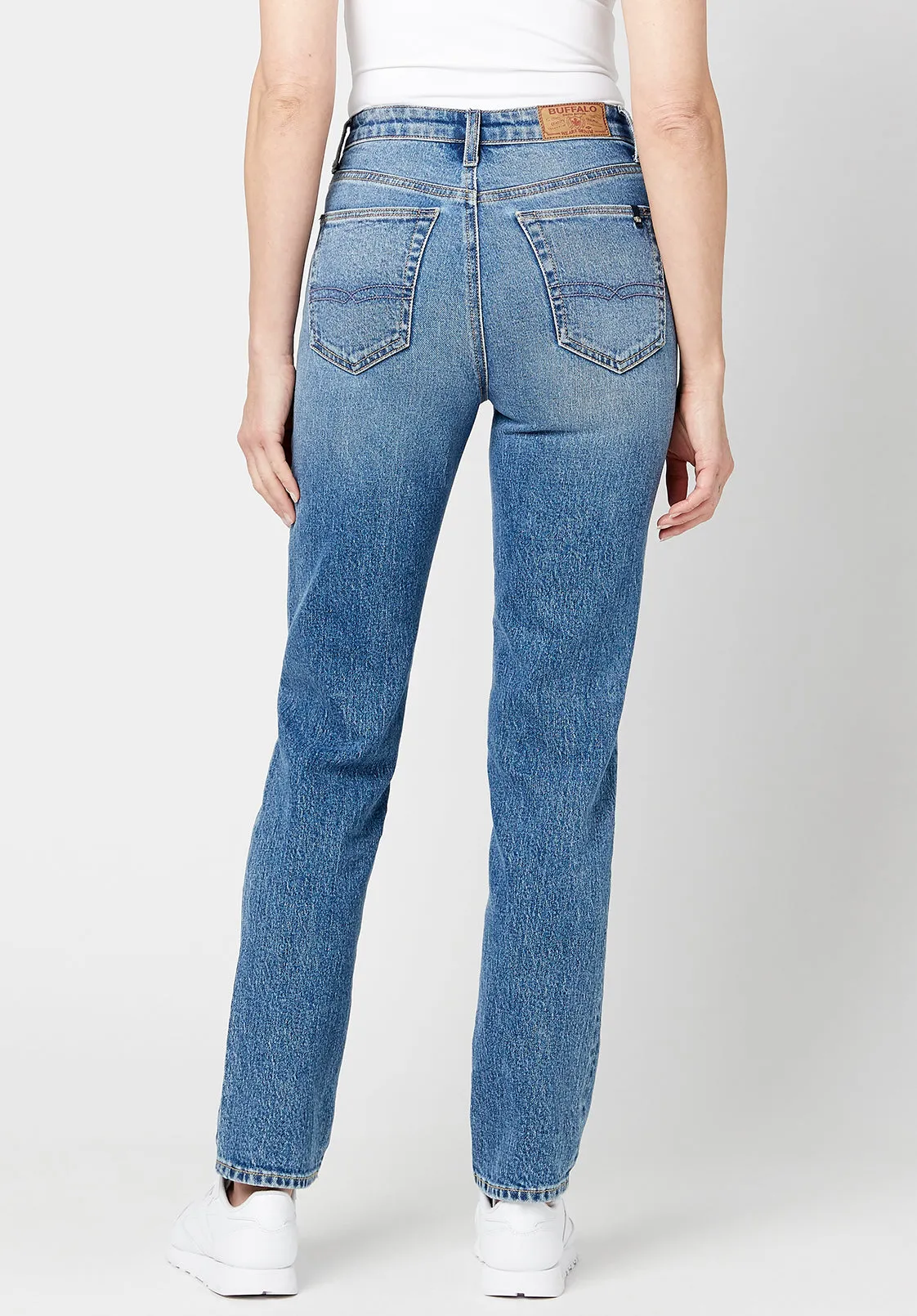 High Rise Straight Jayden Women's Jeans in Veined and Crinkled Blue - BL15856