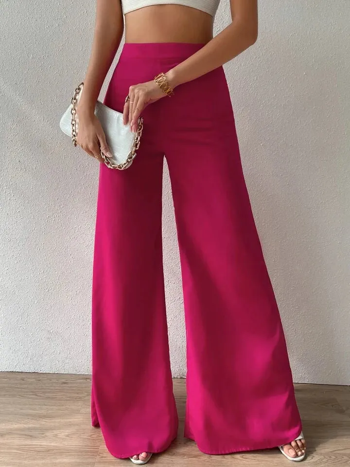 High waist wide leg trousers in pink