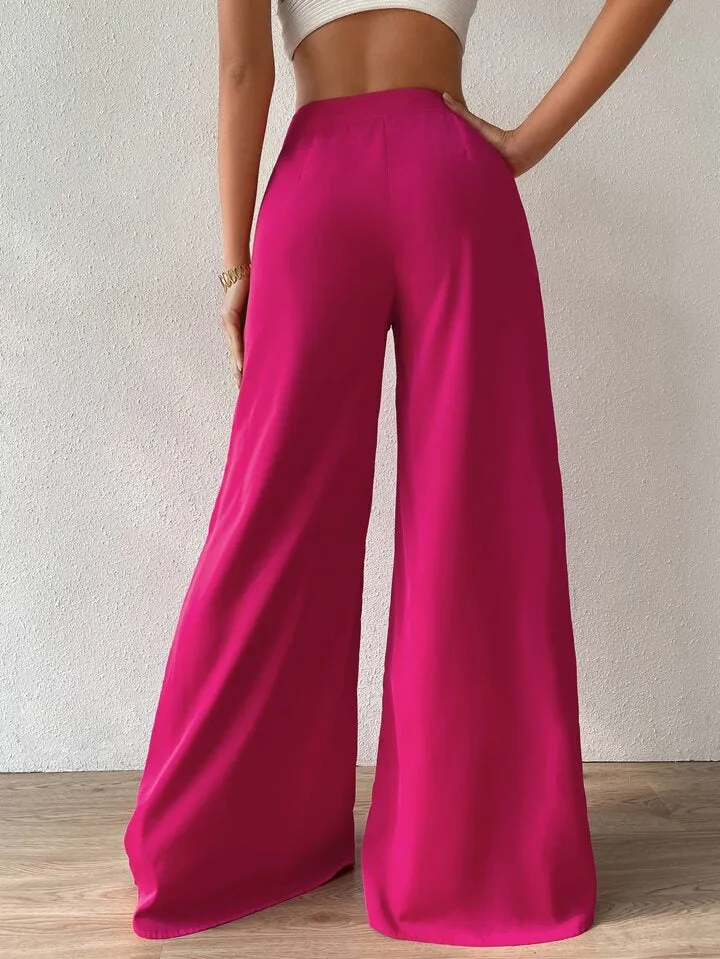 High waist wide leg trousers in pink