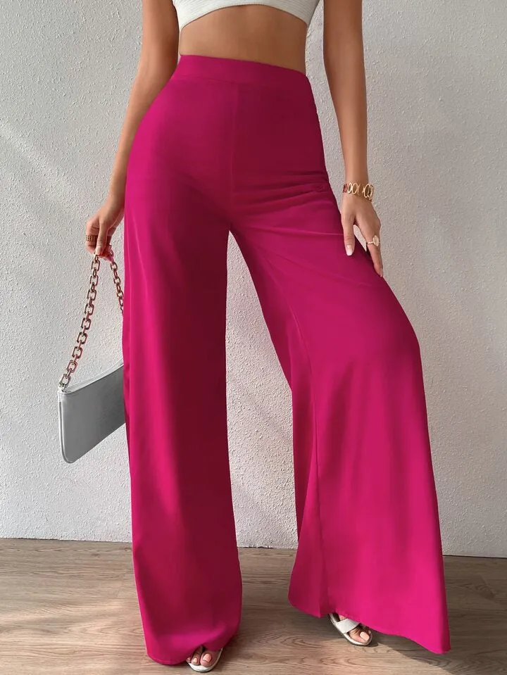 High waist wide leg trousers in pink