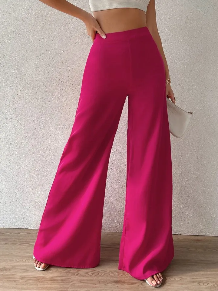 High waist wide leg trousers in pink