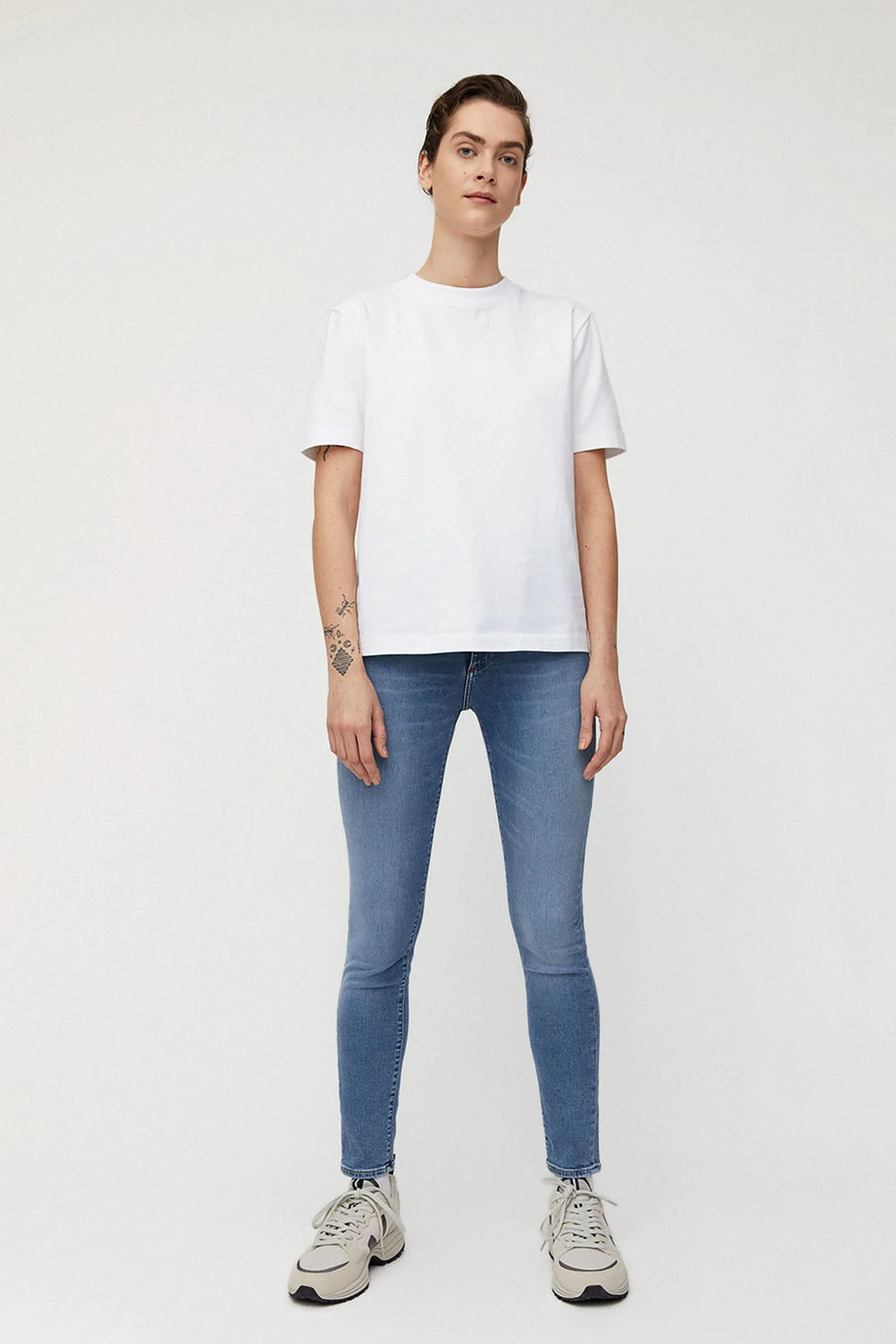 Ingaa x stretch high waist skinny jeans sky blue