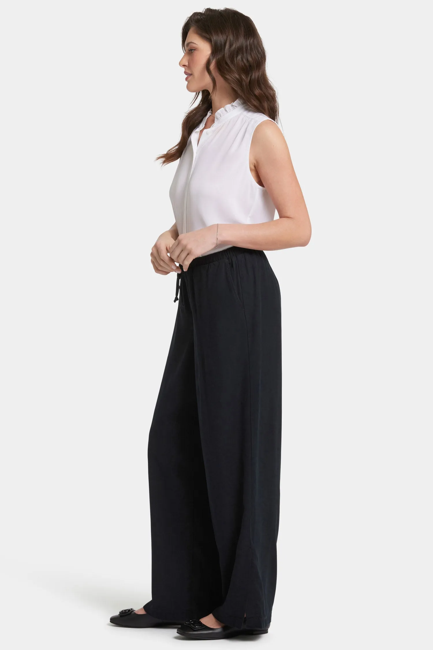 Jayne Wide Leg Pull-On Pants - Overdye Black