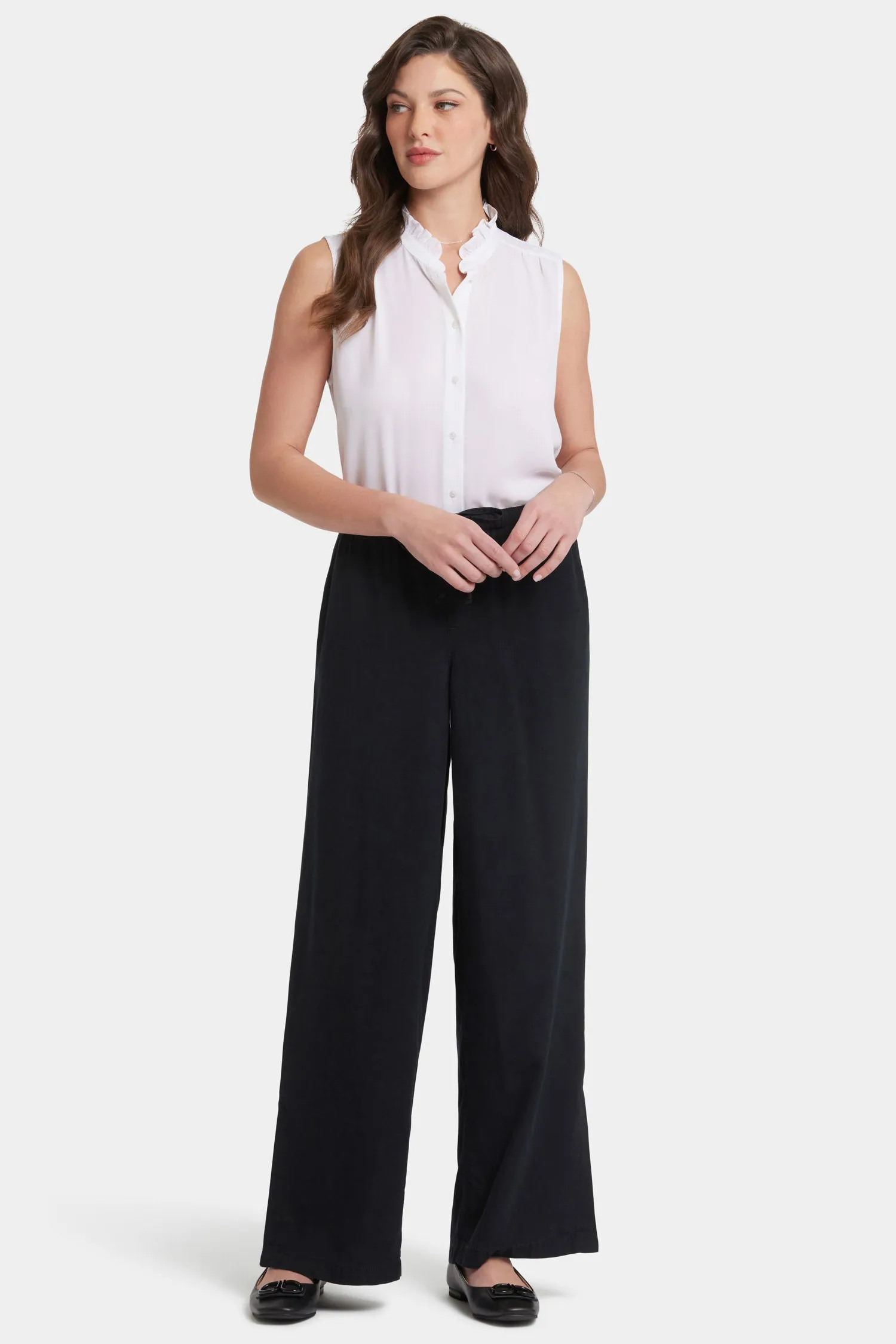 Jayne Wide Leg Pull-On Pants - Overdye Black