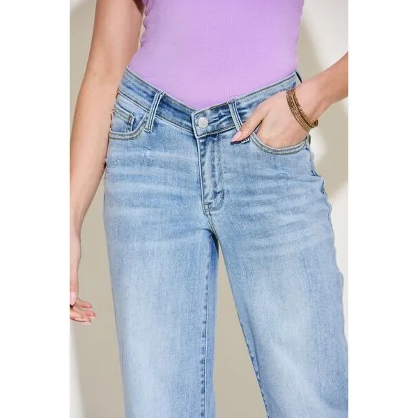 Judy Blue Full Size V Front Waistband Straight Jeans