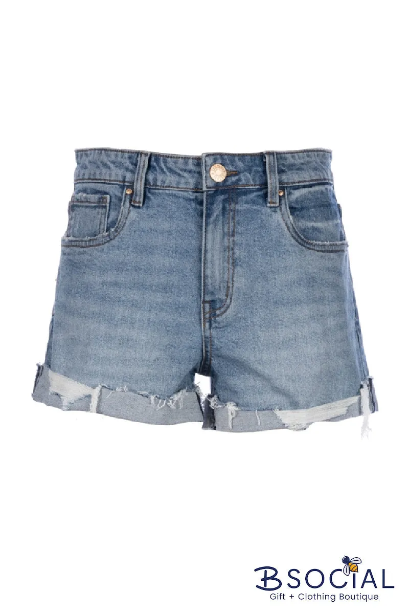 KUT: JANE HIGH RISE SHORT W/ROLL UP FRAY HEM