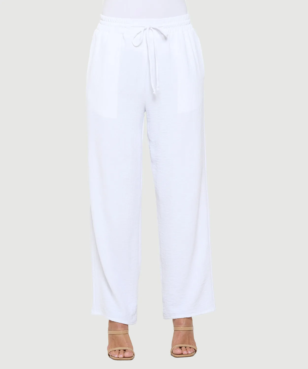 Last Tango Drawstring Straight Leg Pant | White,Berry