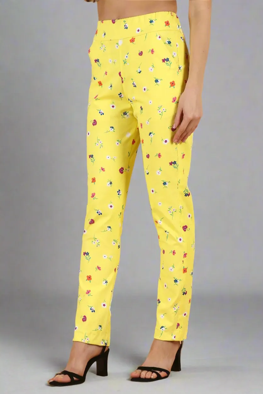 Lemon Printed Lycra Pant