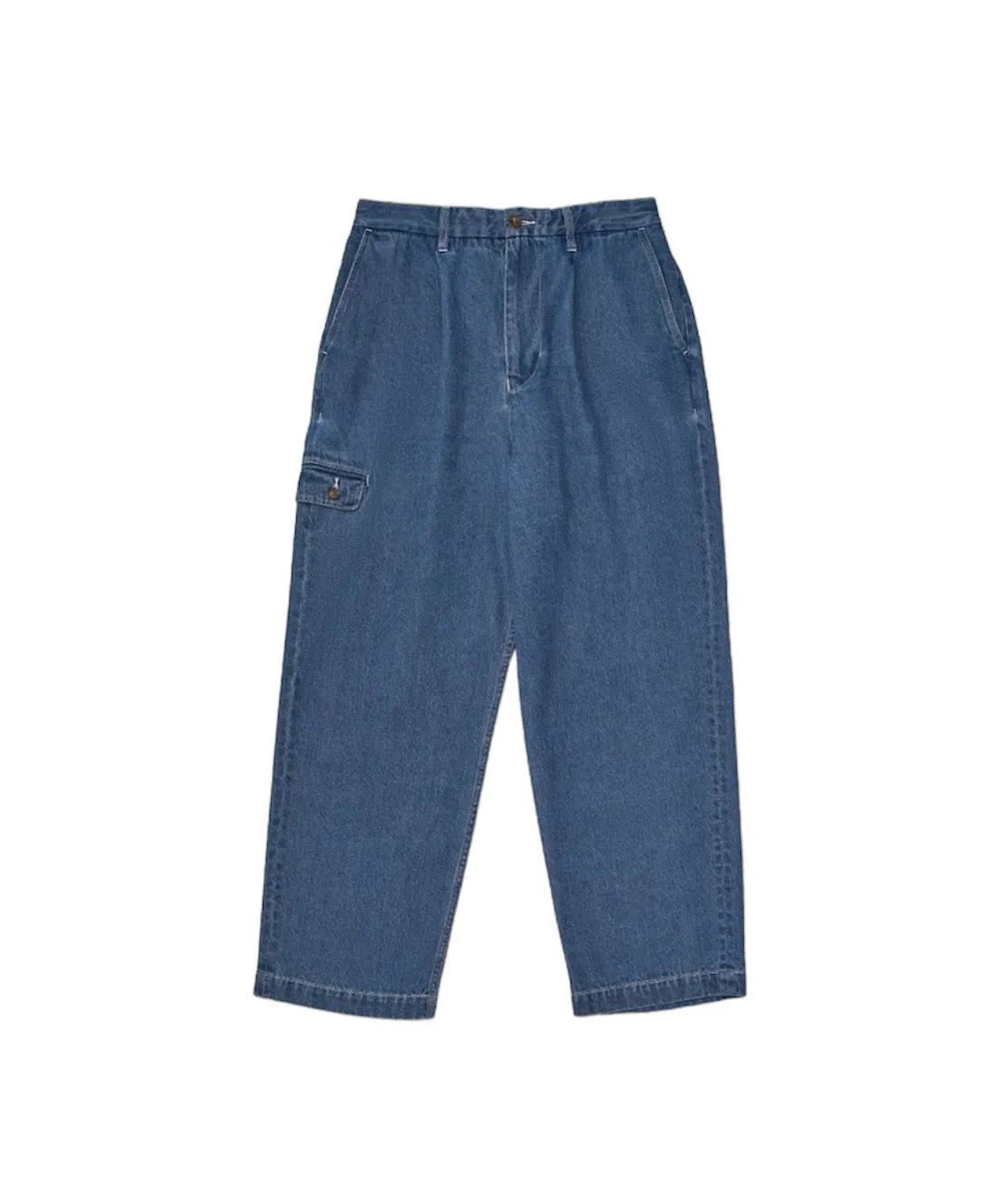 LINEN MIX DENIM TROUSERS "BLUE"