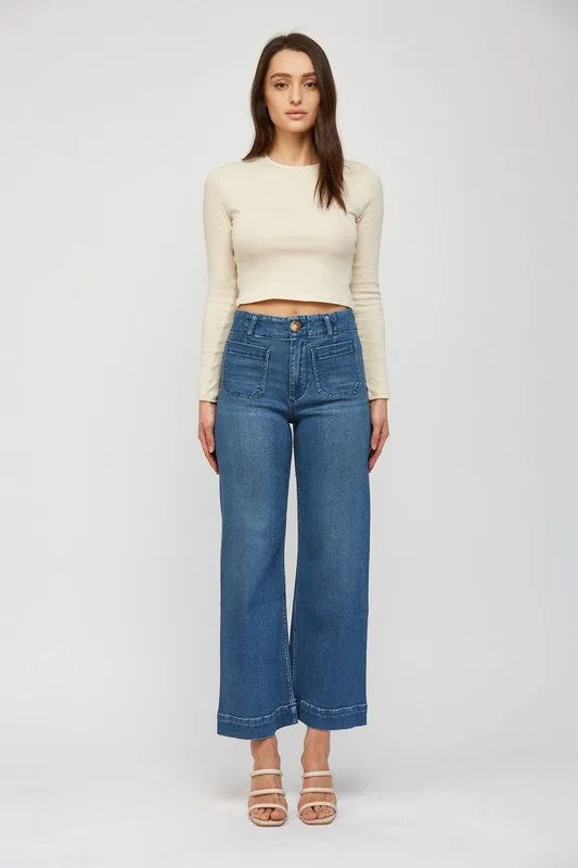 Luella Super High Rise Wide Leg Cropped Jeans