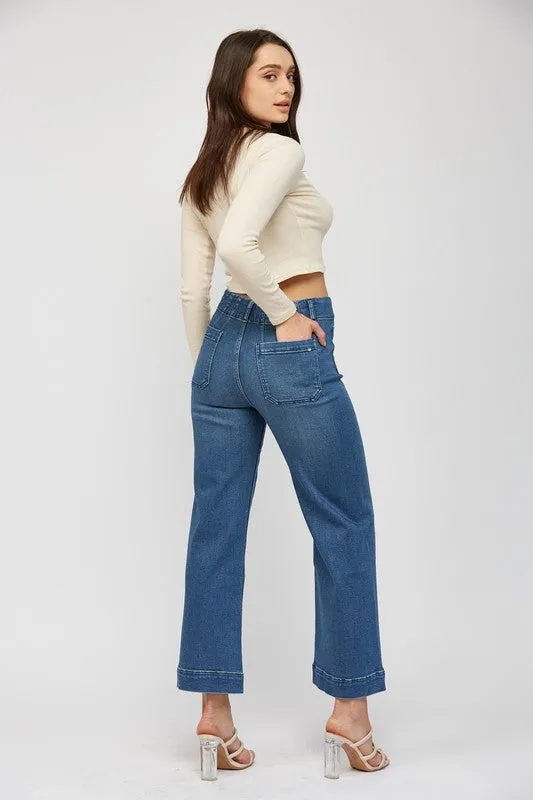 Luella Super High Rise Wide Leg Cropped Jeans