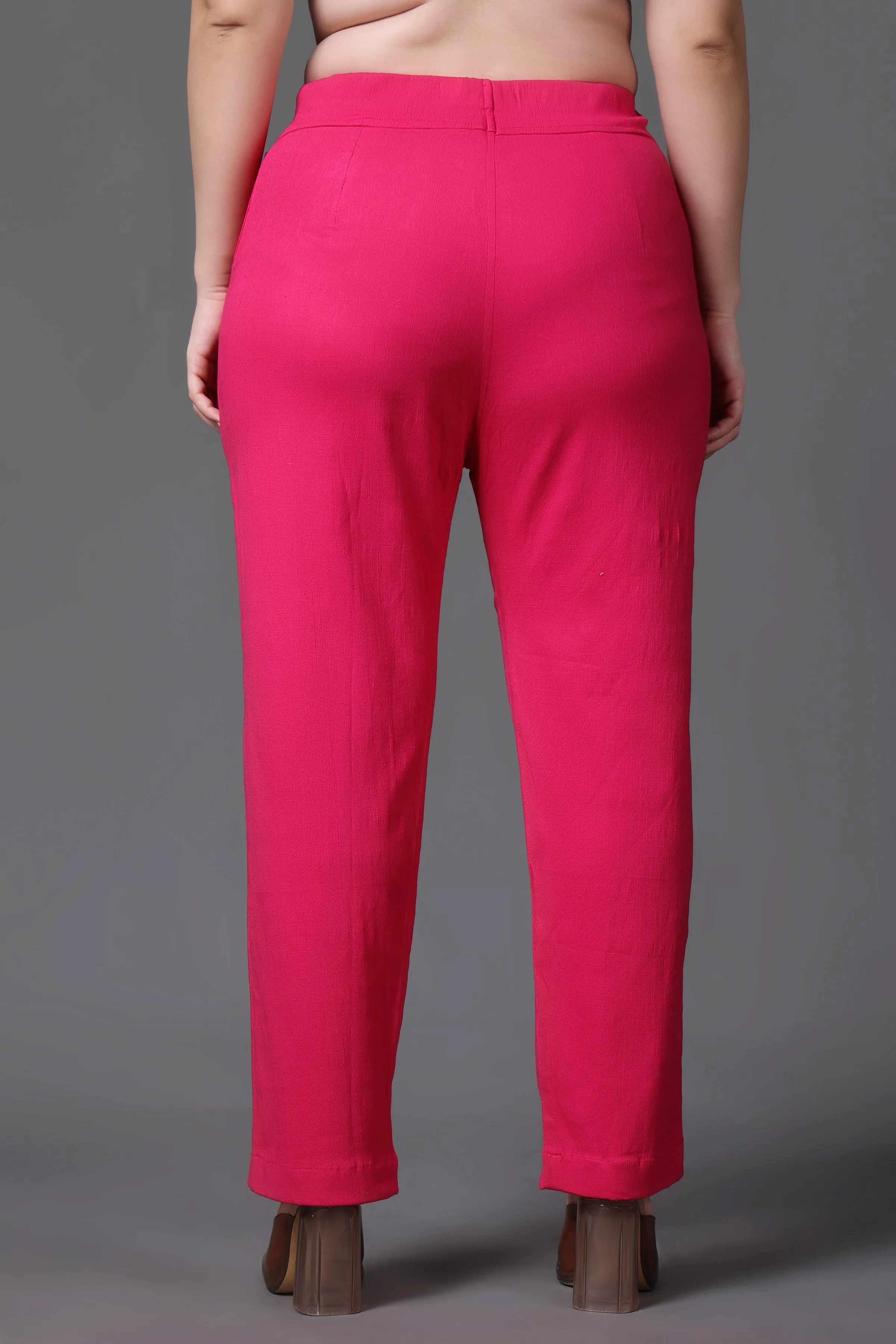 Magenta Lycra Slub Pants