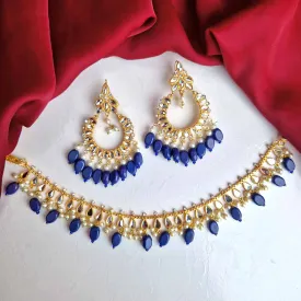 Manika Earrings/Necklace (Dark Blue)