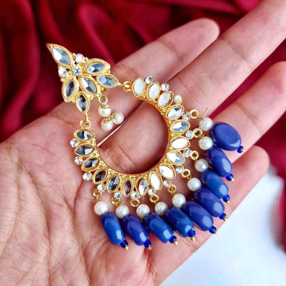 Manika Earrings/Necklace (Dark Blue)