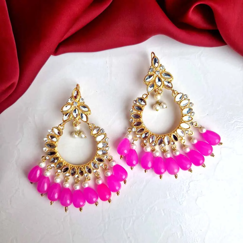 Manika Earrings/Necklace (Magenta)