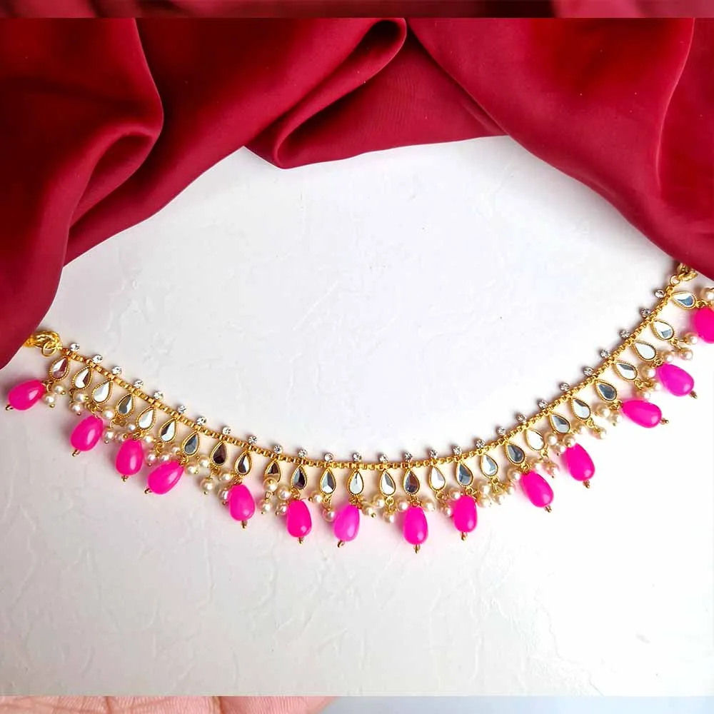 Manika Earrings/Necklace (Magenta)