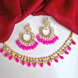 Manika Earrings/Necklace (Magenta)