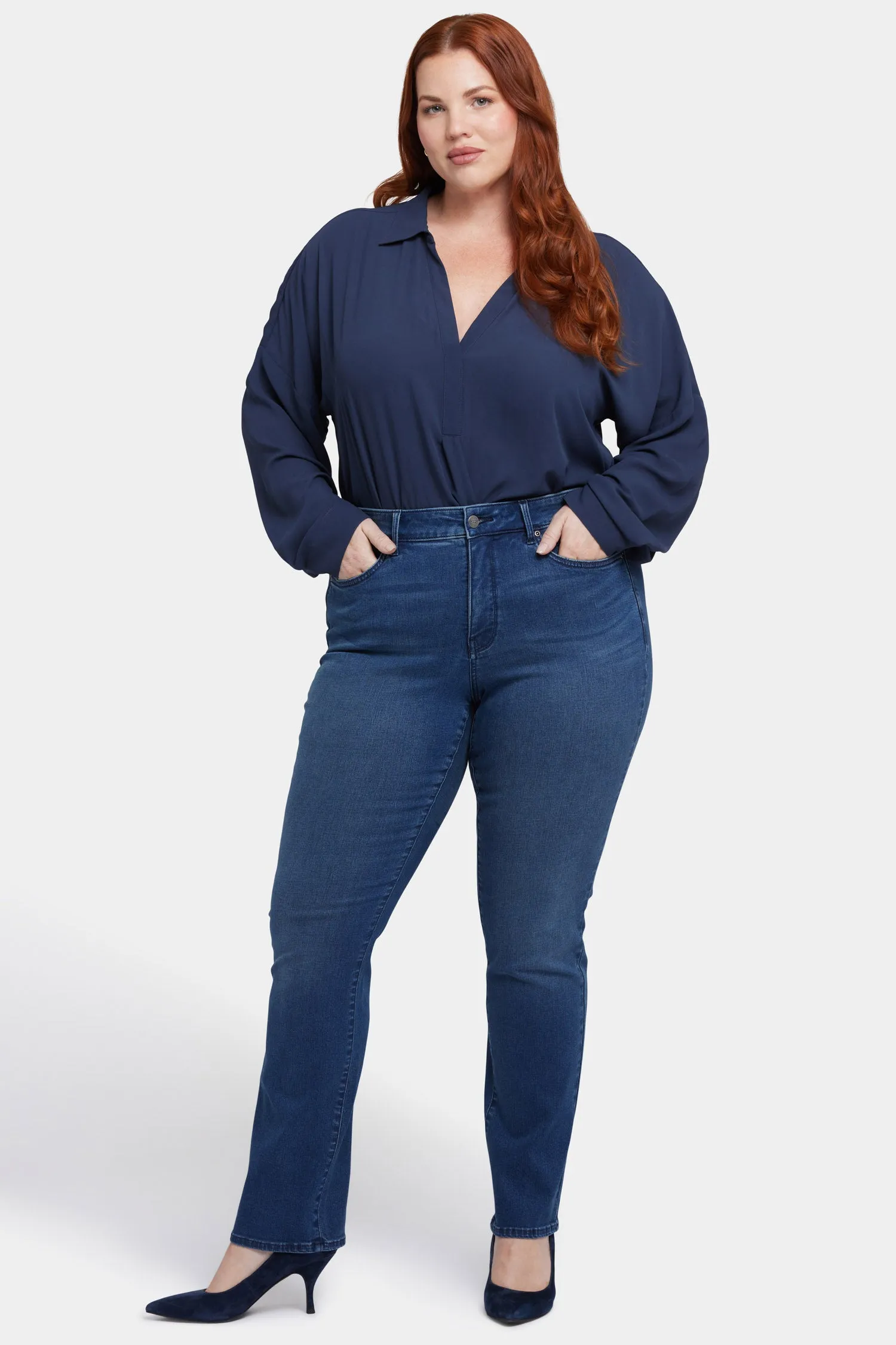 Marilyn Straight Jeans In Plus Size - Rendezvous