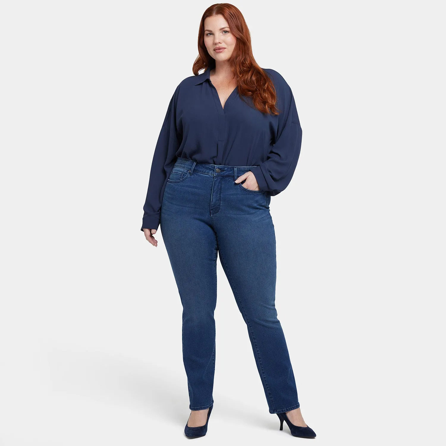 Marilyn Straight Jeans In Plus Size - Rendezvous