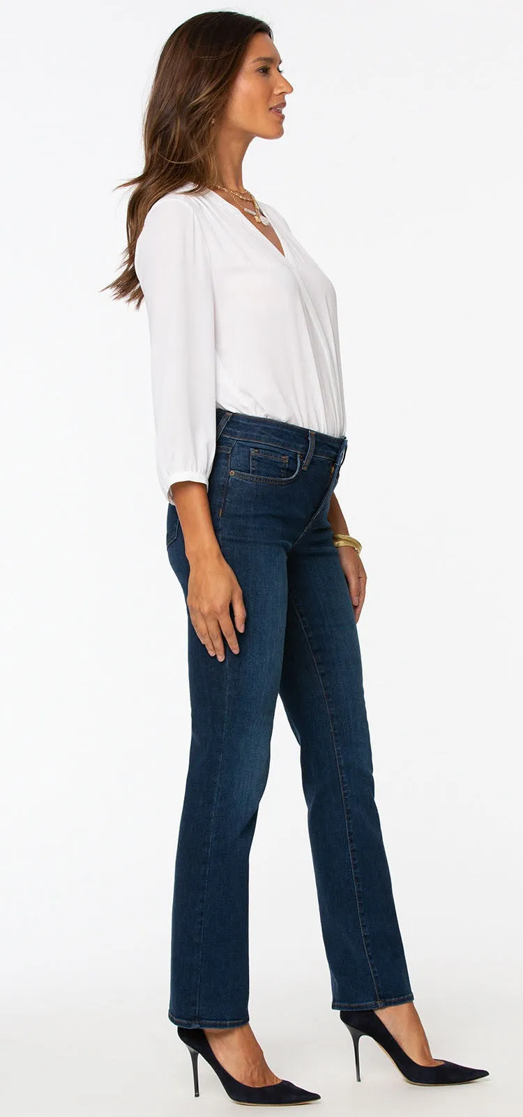 Marilyn Straight Jeans Mediumblauw Premium Denim (Petite) | Quinn