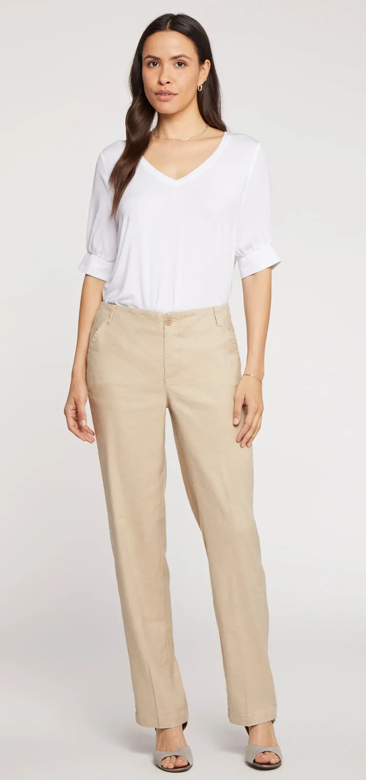 Marilyn Trouser Beige Stretch Linnen | Feather