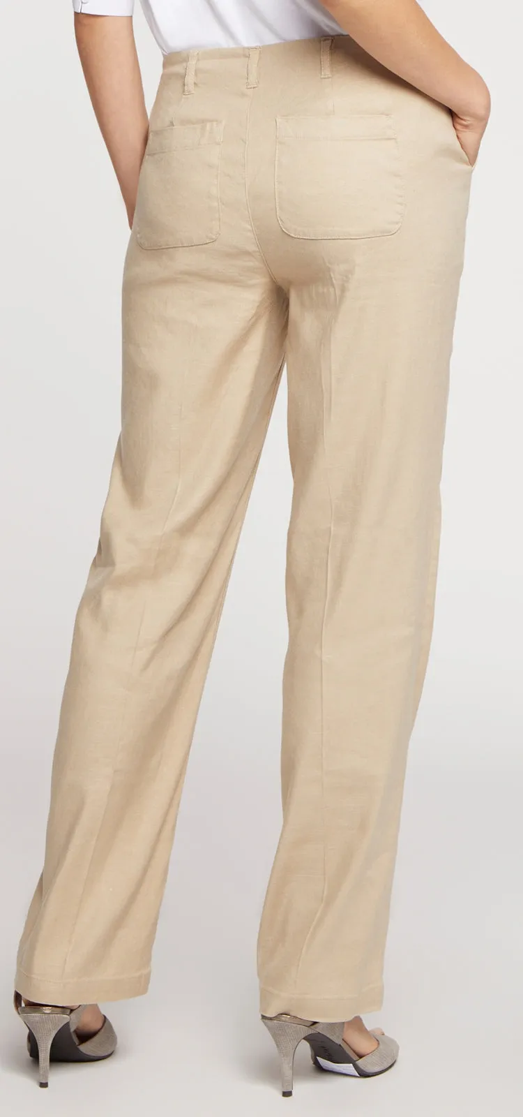 Marilyn Trouser Beige Stretch Linnen | Feather