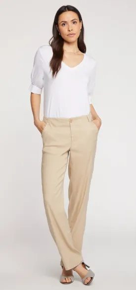 Marilyn Trouser Beige Stretch Linnen | Straw