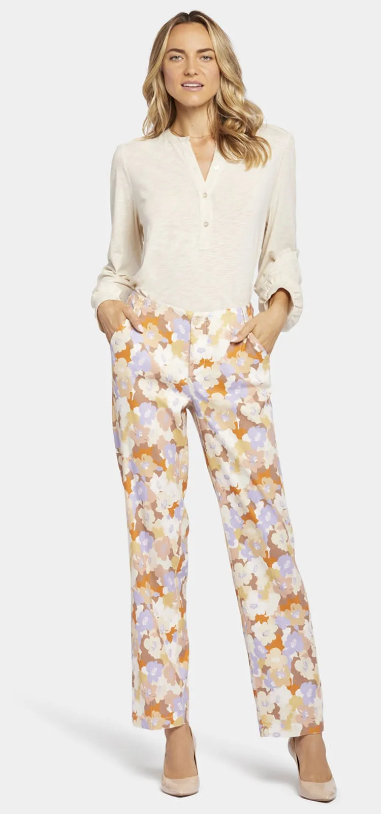 Marilyn Trouser Bloemenprint Stretch Linnen | Sunset Grove