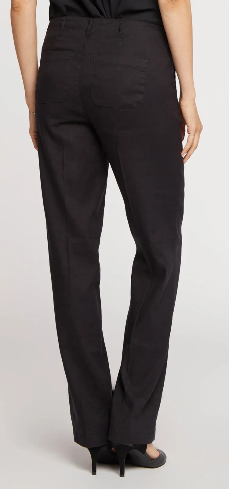 Marilyn Trouser Zwart Stretch Linnen | Black