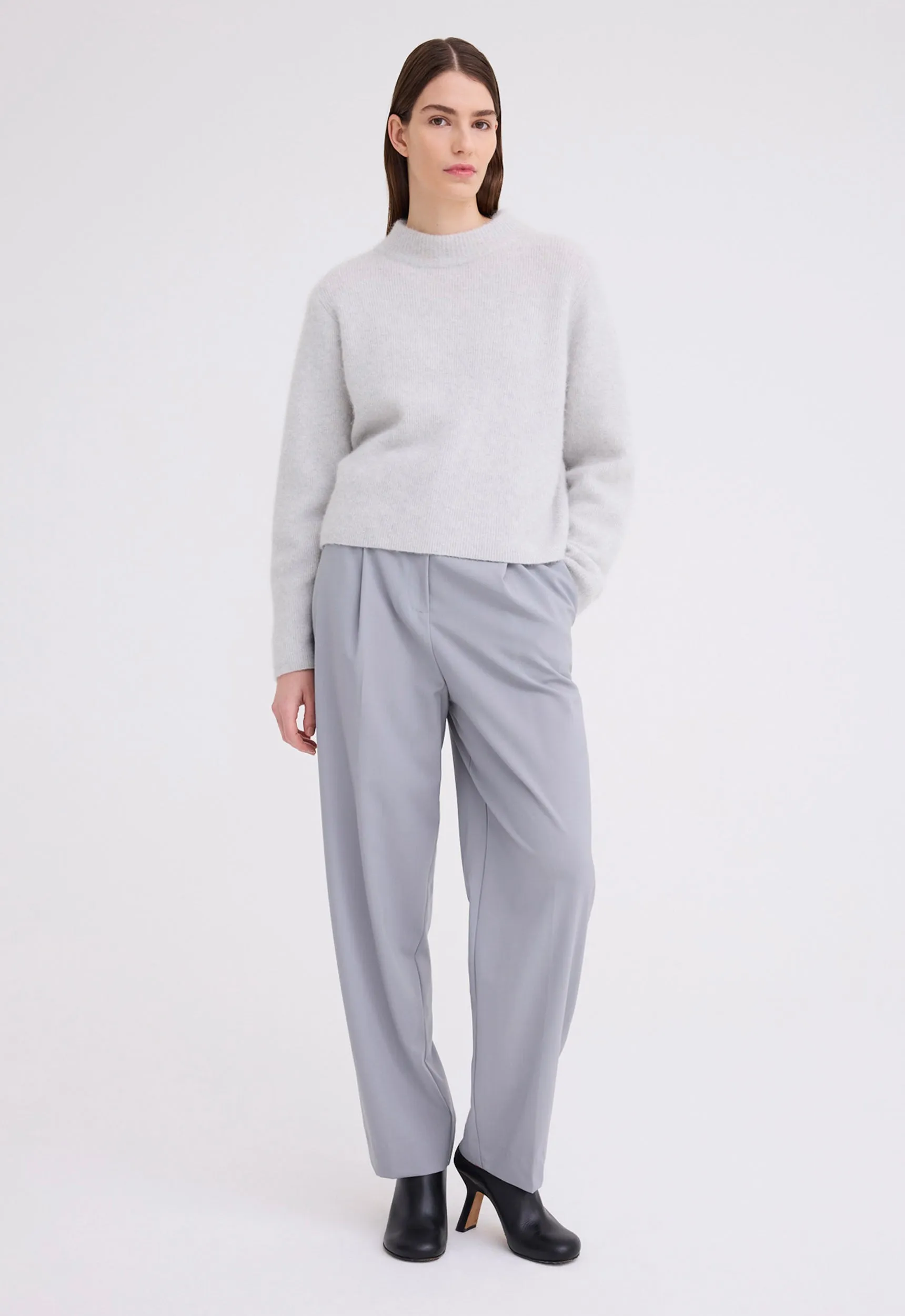 Micah Pleated Wool Pant - Oxide Grey