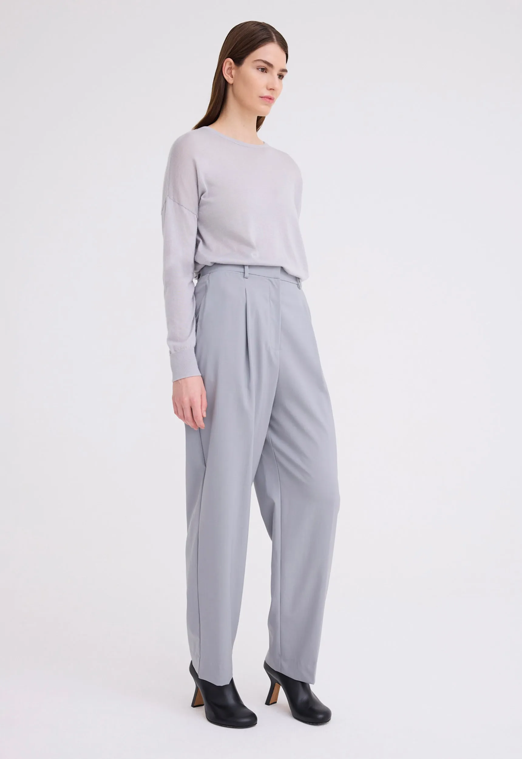 Micah Pleated Wool Pant - Oxide Grey