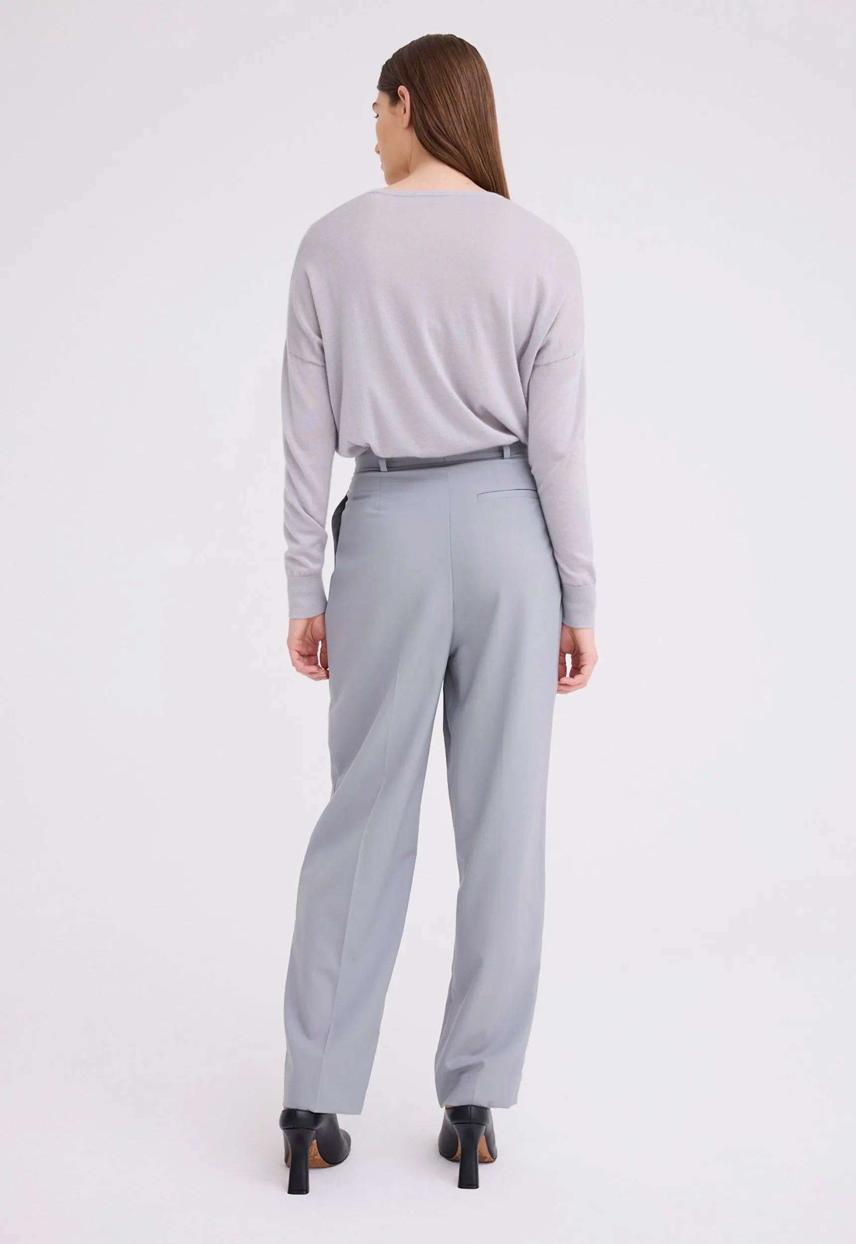 Micah Pleated Wool Pant - Oxide Grey