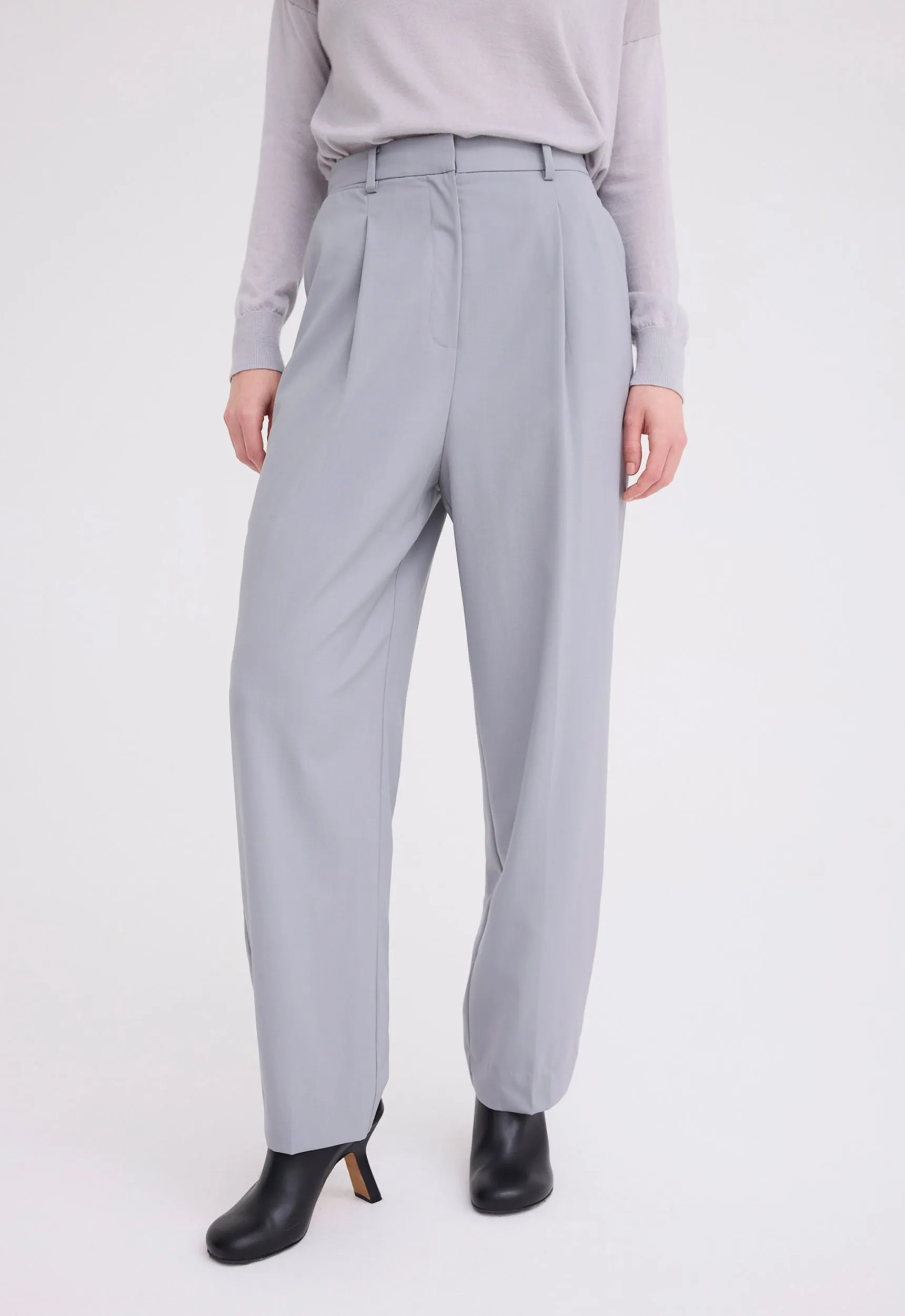 Micah Pleated Wool Pant - Oxide Grey