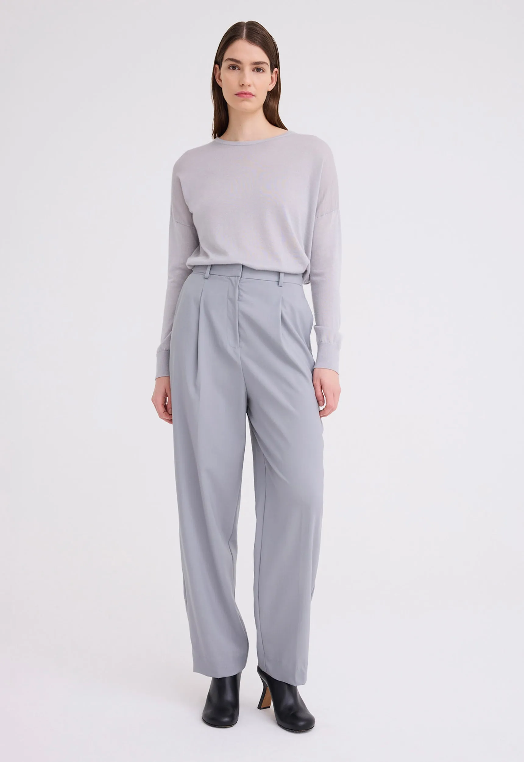 Micah Pleated Wool Pant - Oxide Grey