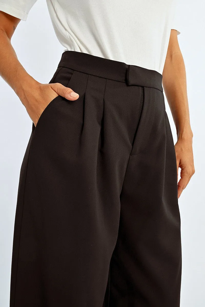 Molly Bracken Black Pleated Wide Leg trousers