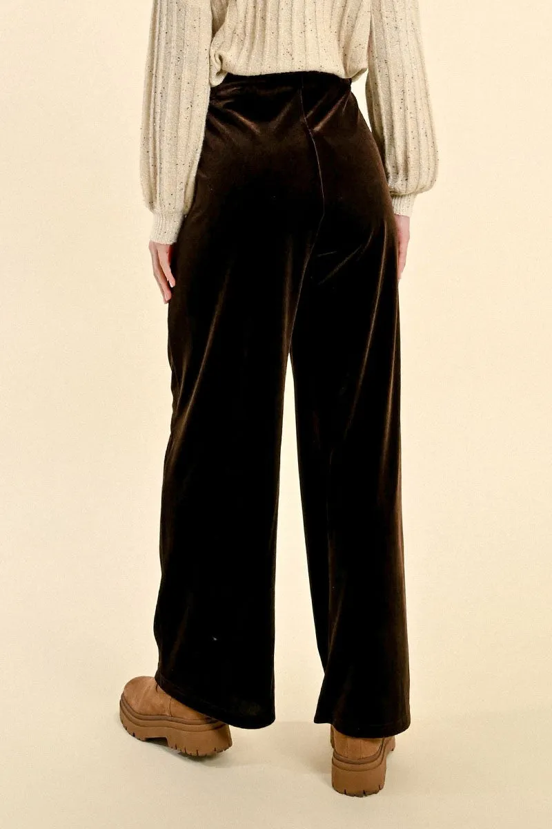 Molly Bracken Flowy Velvet Wide Leg Trousers