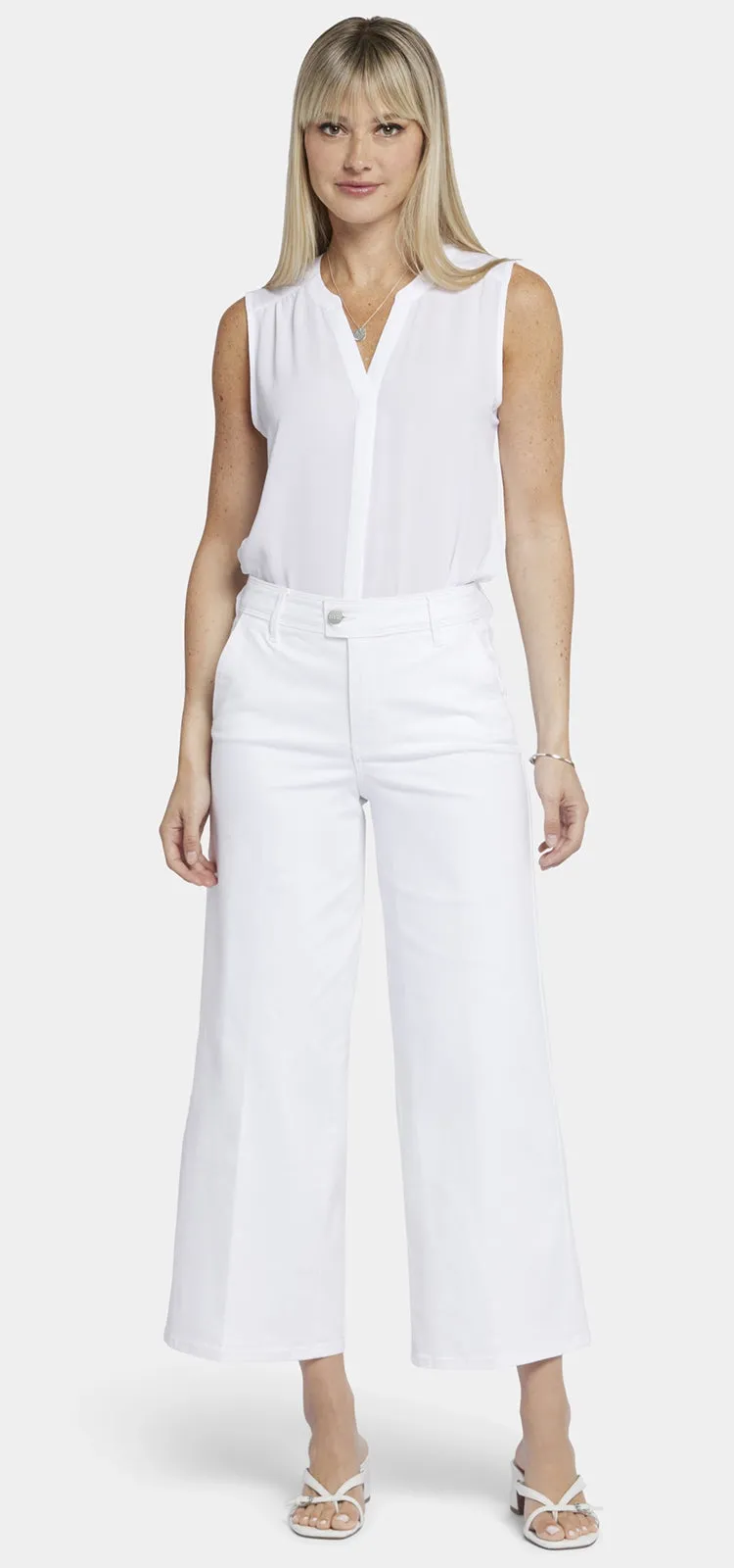 Mona Wide Leg Trouser Ankle Jeans Wit Gekleurde Denim | Optic White