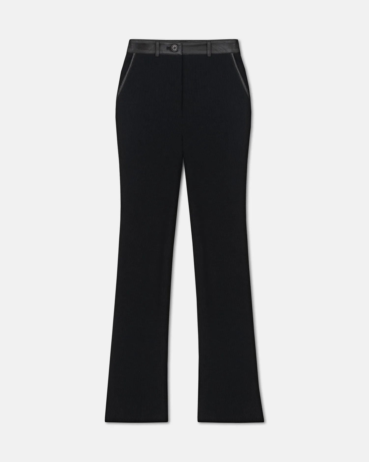 Mykas - Leather-Trimmed Ribbed-Jersey Pants - Black