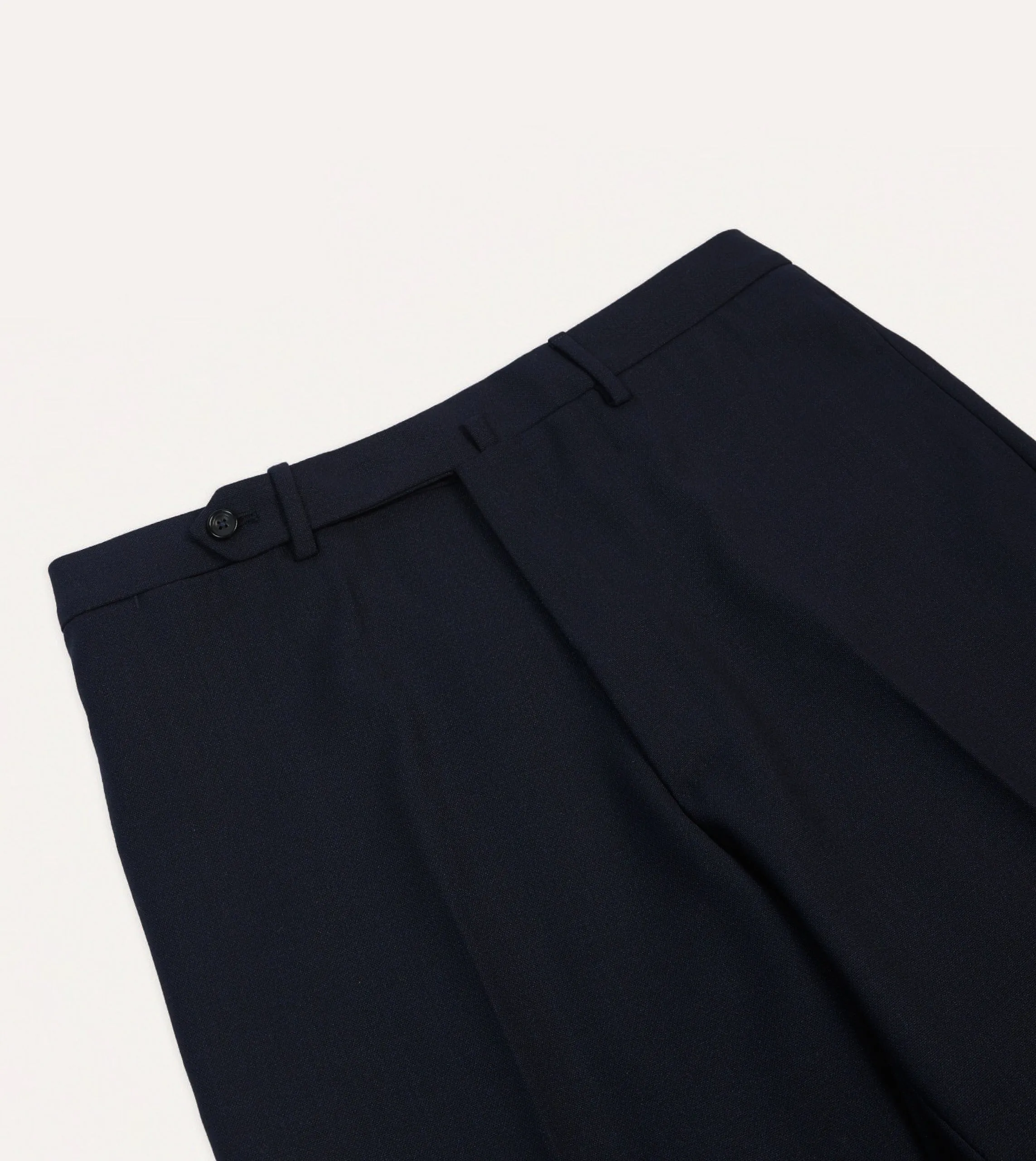 Navy Tropical Wool Flat Front Trouser