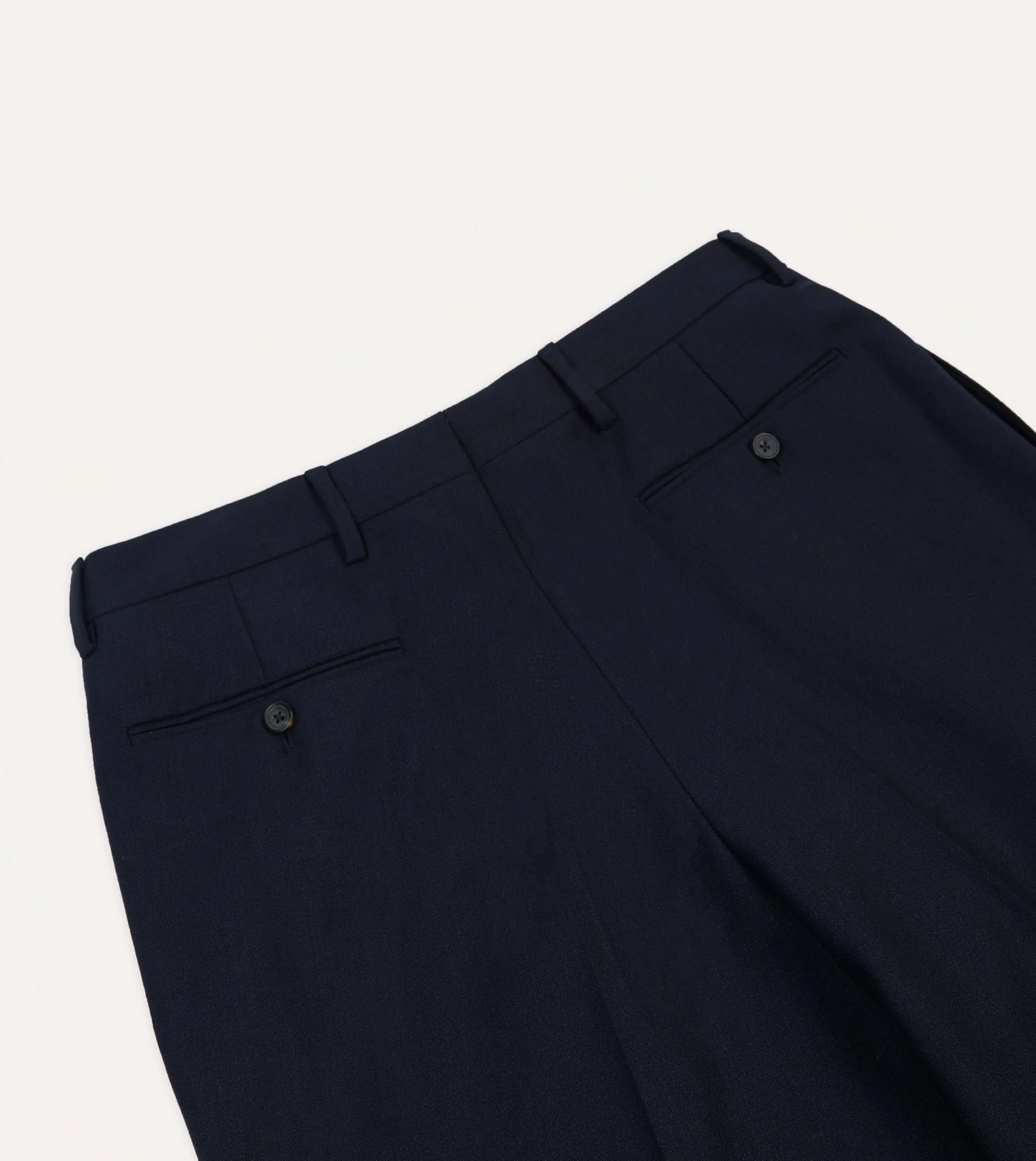 Navy Tropical Wool Flat Front Trouser