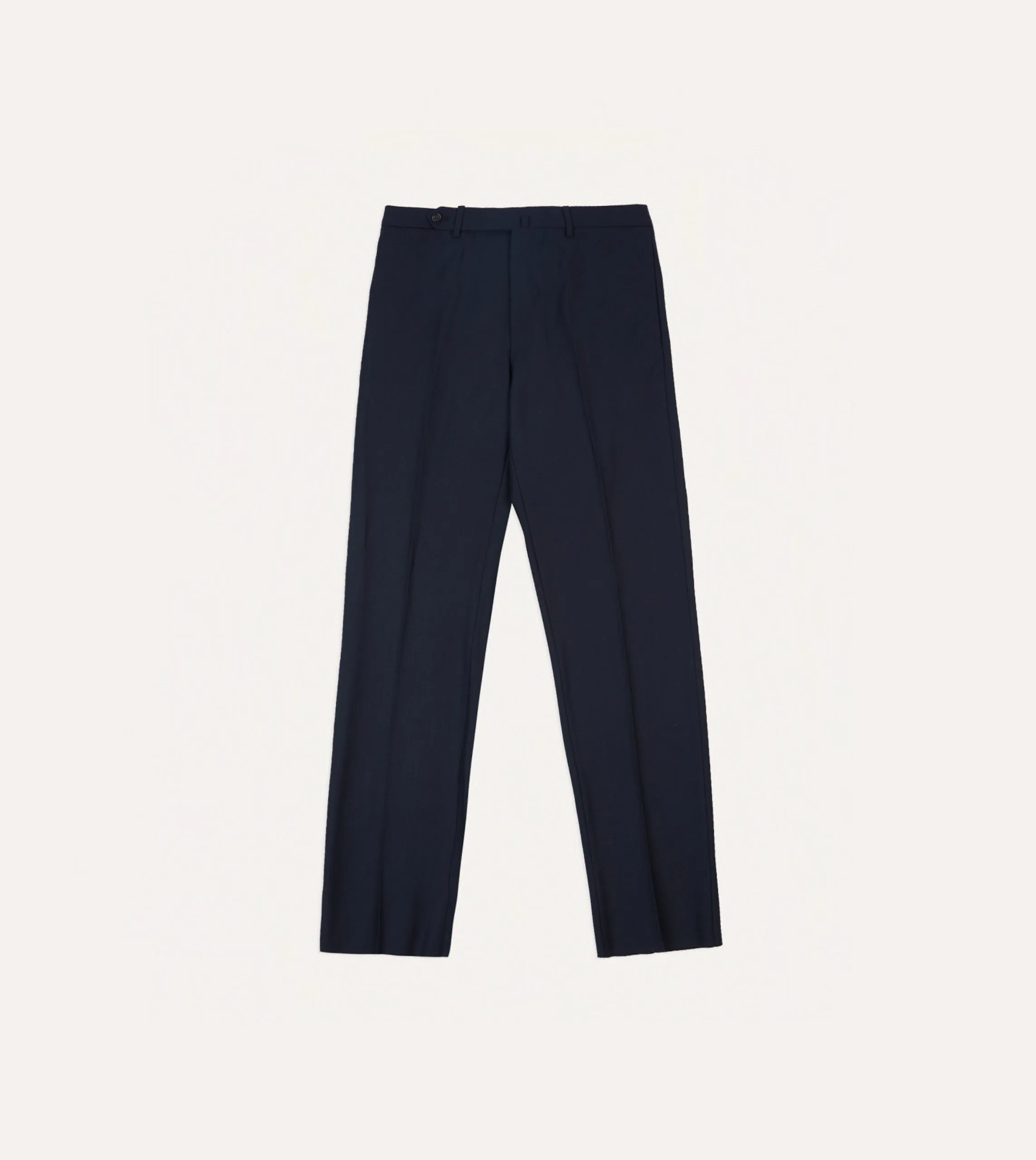 Navy Tropical Wool Flat Front Trouser