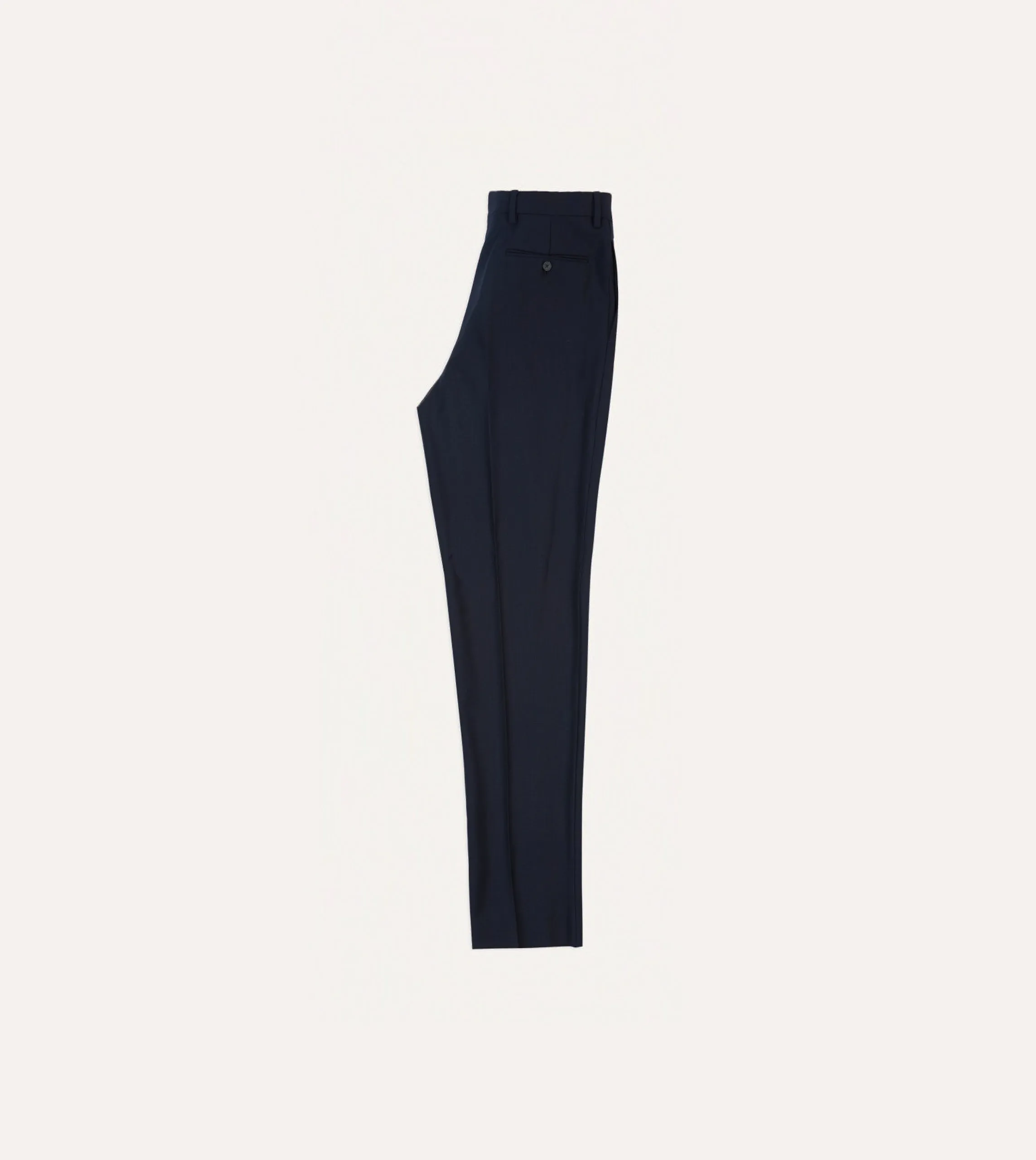 Navy Tropical Wool Flat Front Trouser