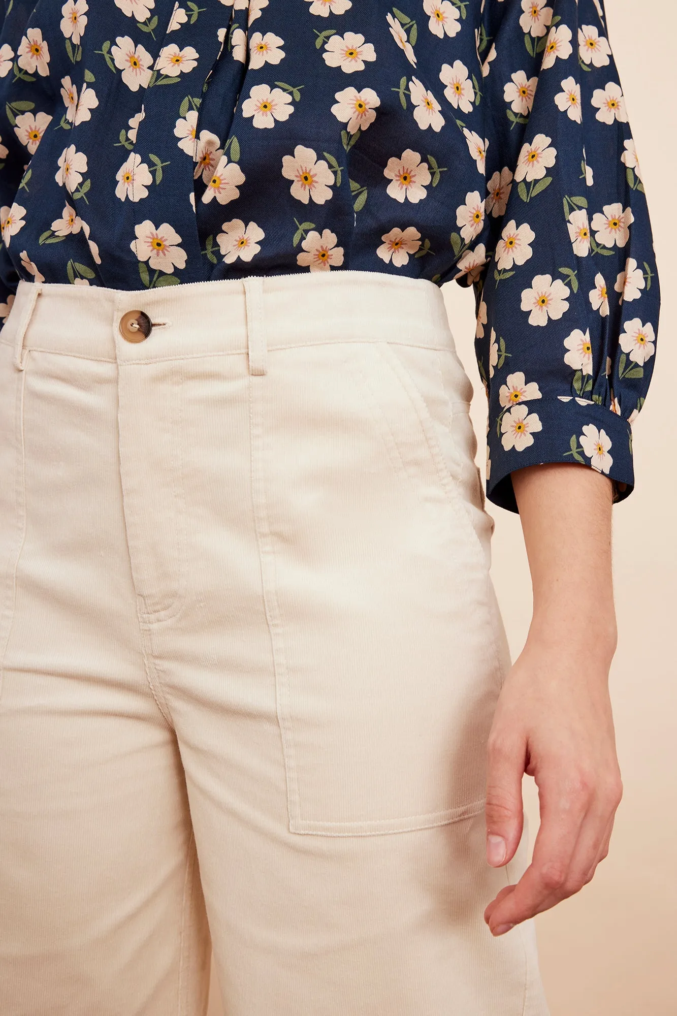 Nora Needlecord Vanilla Trouser Cropped