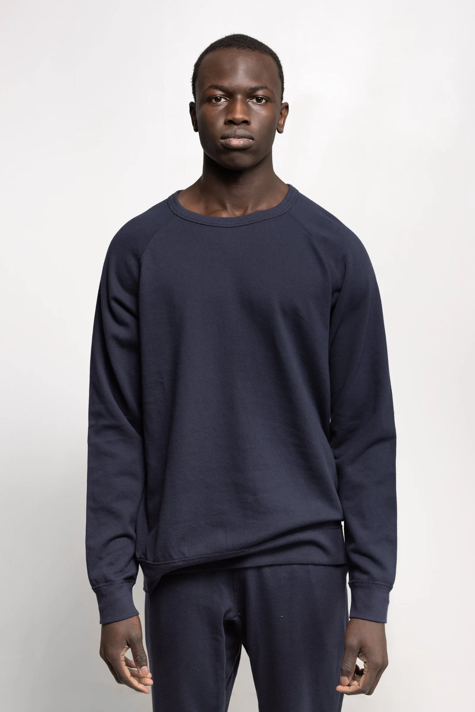 NS2117A-2 250g French Terry Long Sleeve Crew in Navy