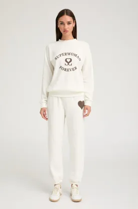 Off White/Brown Heart Sweatpants