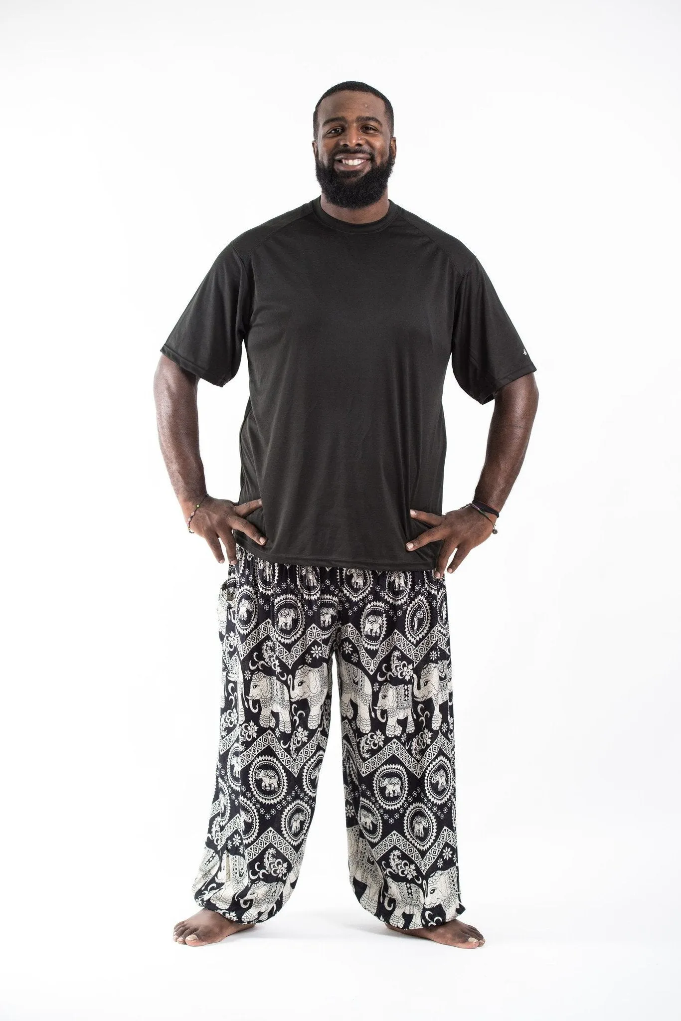 Plus Size Imperial Elephant Unisex Elephant Pants in Black