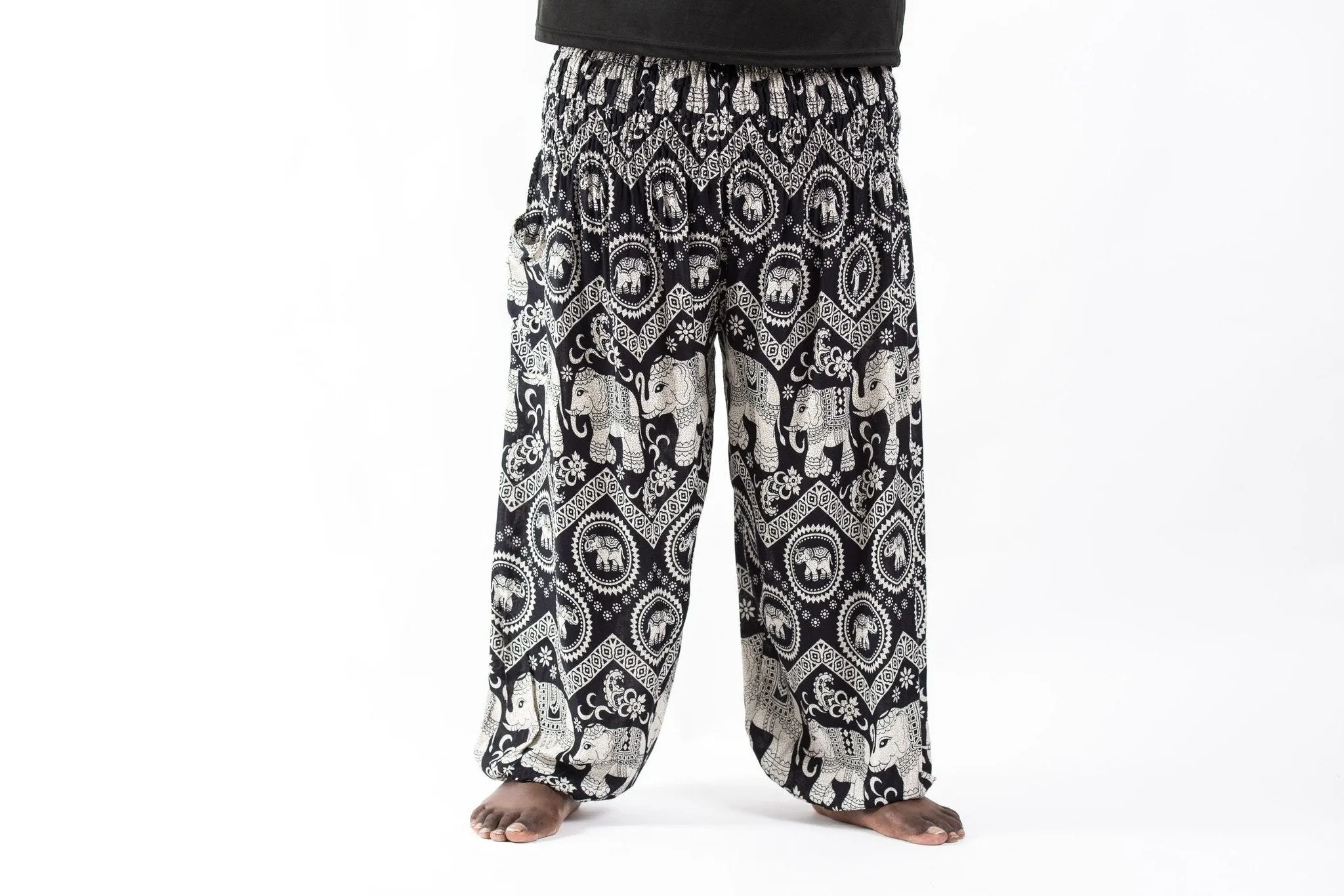 Plus Size Imperial Elephant Unisex Elephant Pants in Black